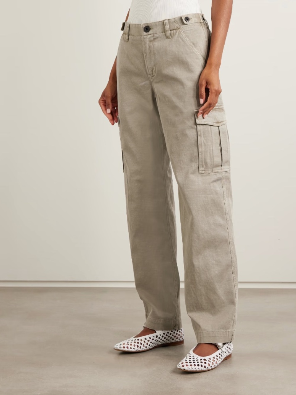 James Perse Cotton Straight-Leg Olive Green Cargo Pants Size 0 NWT